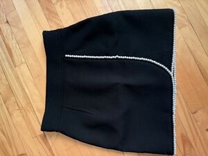 Sandro Black Mini Skirt with Pearls